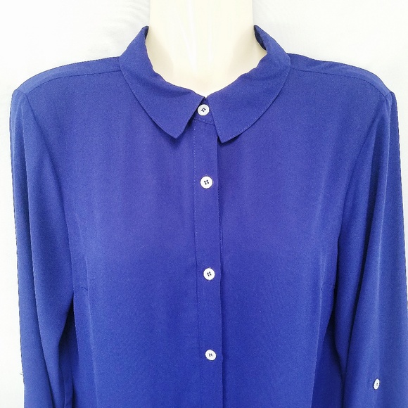 Forever 21 Blue Open Back Button-Down Blouse S - Picture 3 of 8